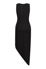 Crystal Rose Detailed High-Black Dress