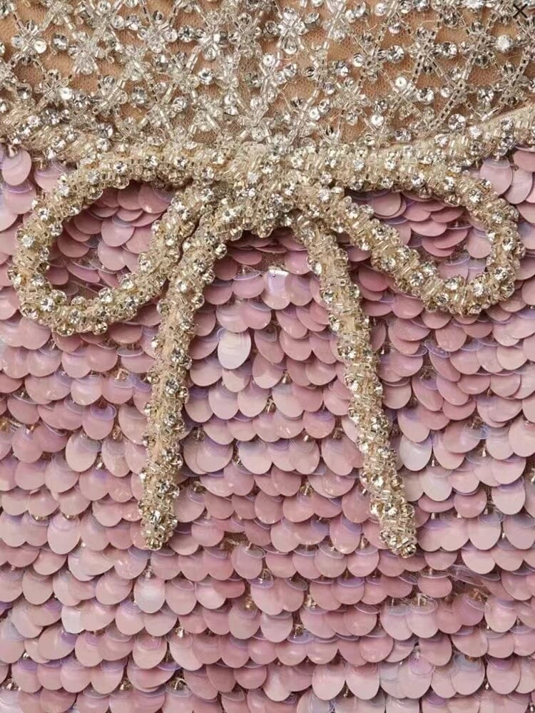 Embellished Sequin Mini Dress In Pink