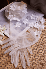 3D Flower Decor Sheer Long Gloves