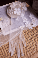 3D Flower Decor Sheer Long Gloves