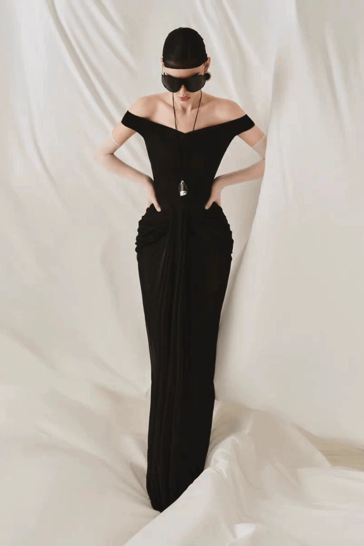 Ruched Off Shoulder Maxi Dress