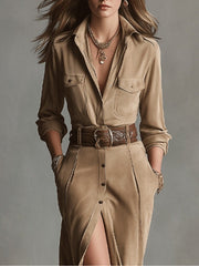 Women's Brown Midi Dress