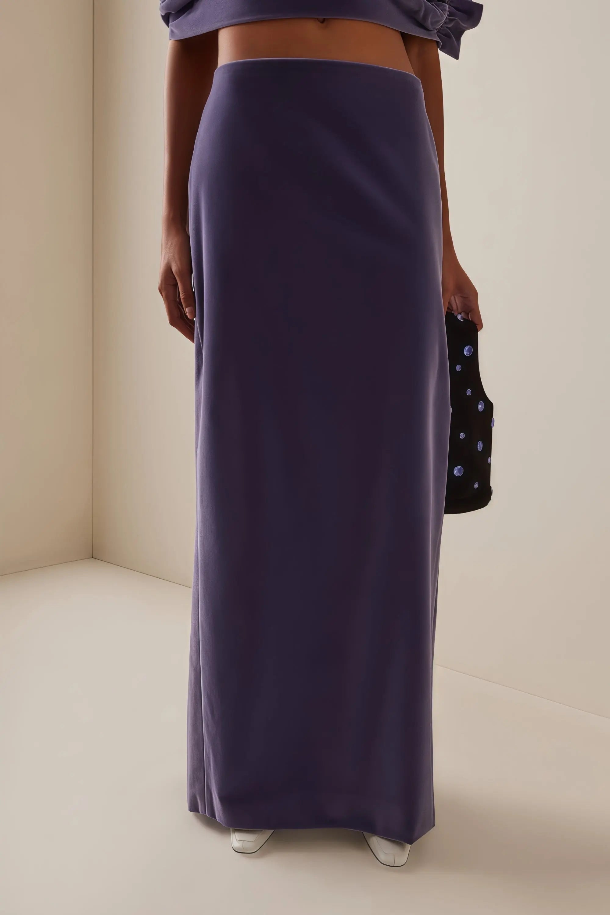 Purple Asymmetrical Cropped Top Skirt Two-piece Set