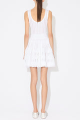 Ribbed Pointelle Knit Mini Dress in White