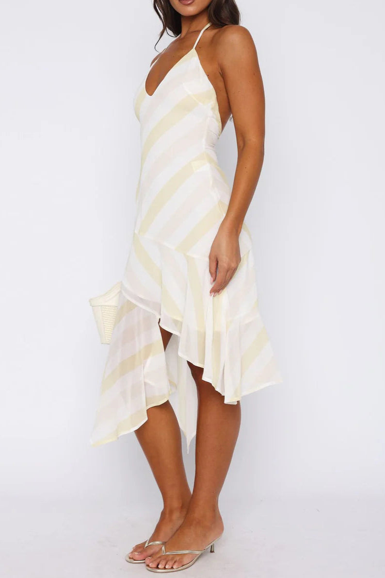 Backless Citrus Midi Dress in ivory