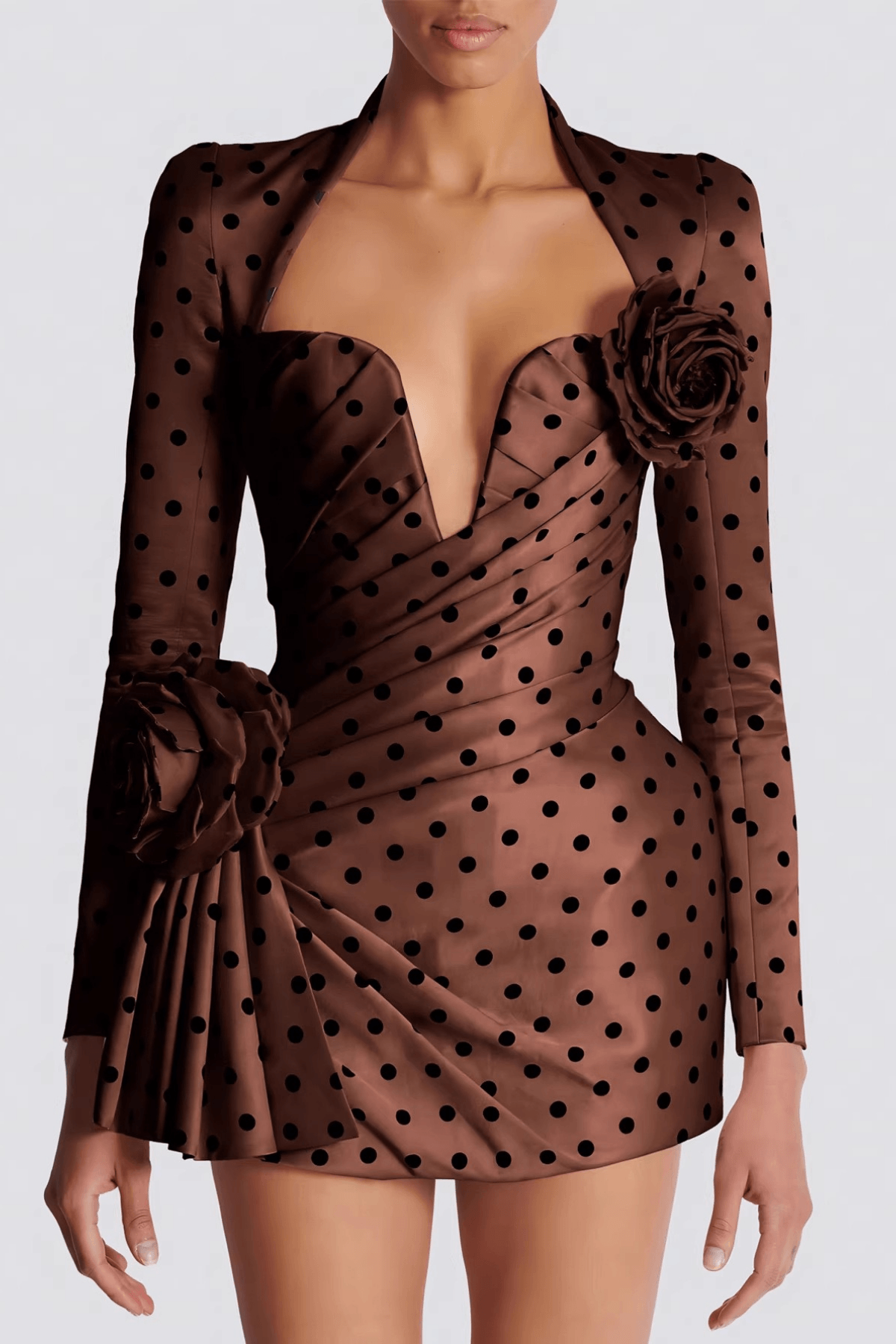 Brown Satin Mini Dress