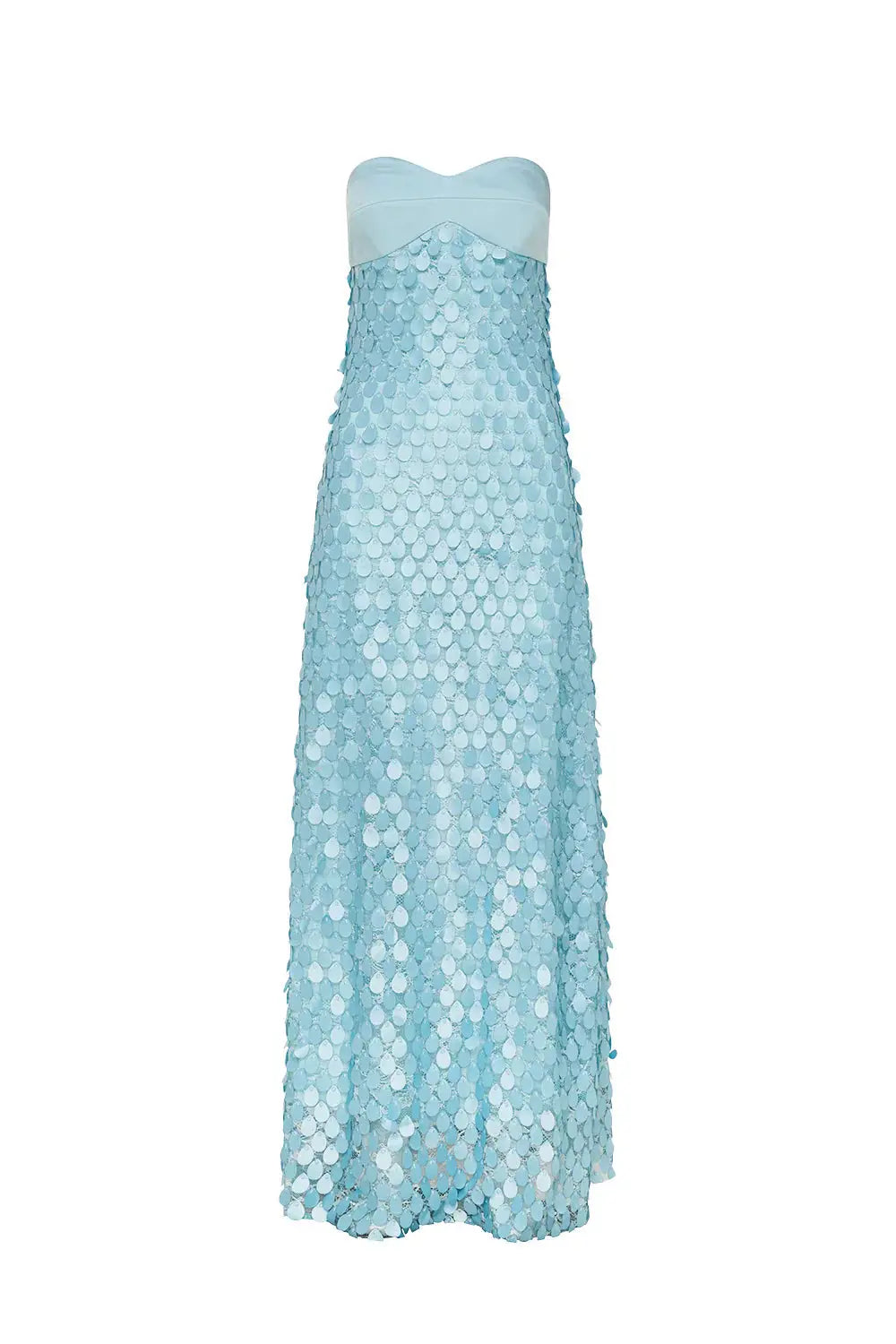 Lace Sequin Backless Maxi Dress in Blue