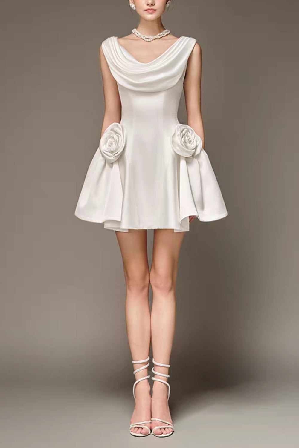 3D Flower Sleeveless Mini Dress