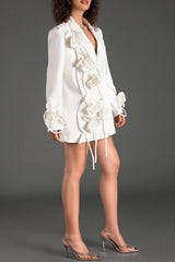 Long Sleeve 3D Flower Blazer