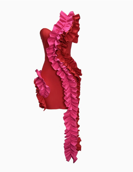 Ruffle Trim Bodycon Mini Dress