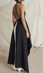 Bandage Halter Maxi Dress In Black and White