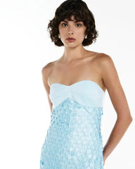 Lace Sequin Backless Maxi Dress in Blue