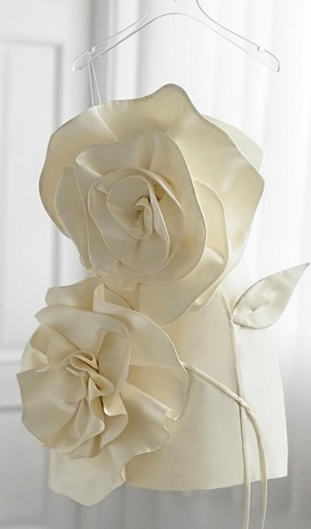 Flower Strapless Bind Mini Dress