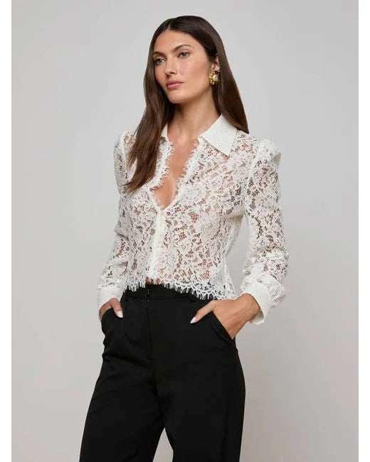 White 'Agence Anita Lace BlouSequin Top