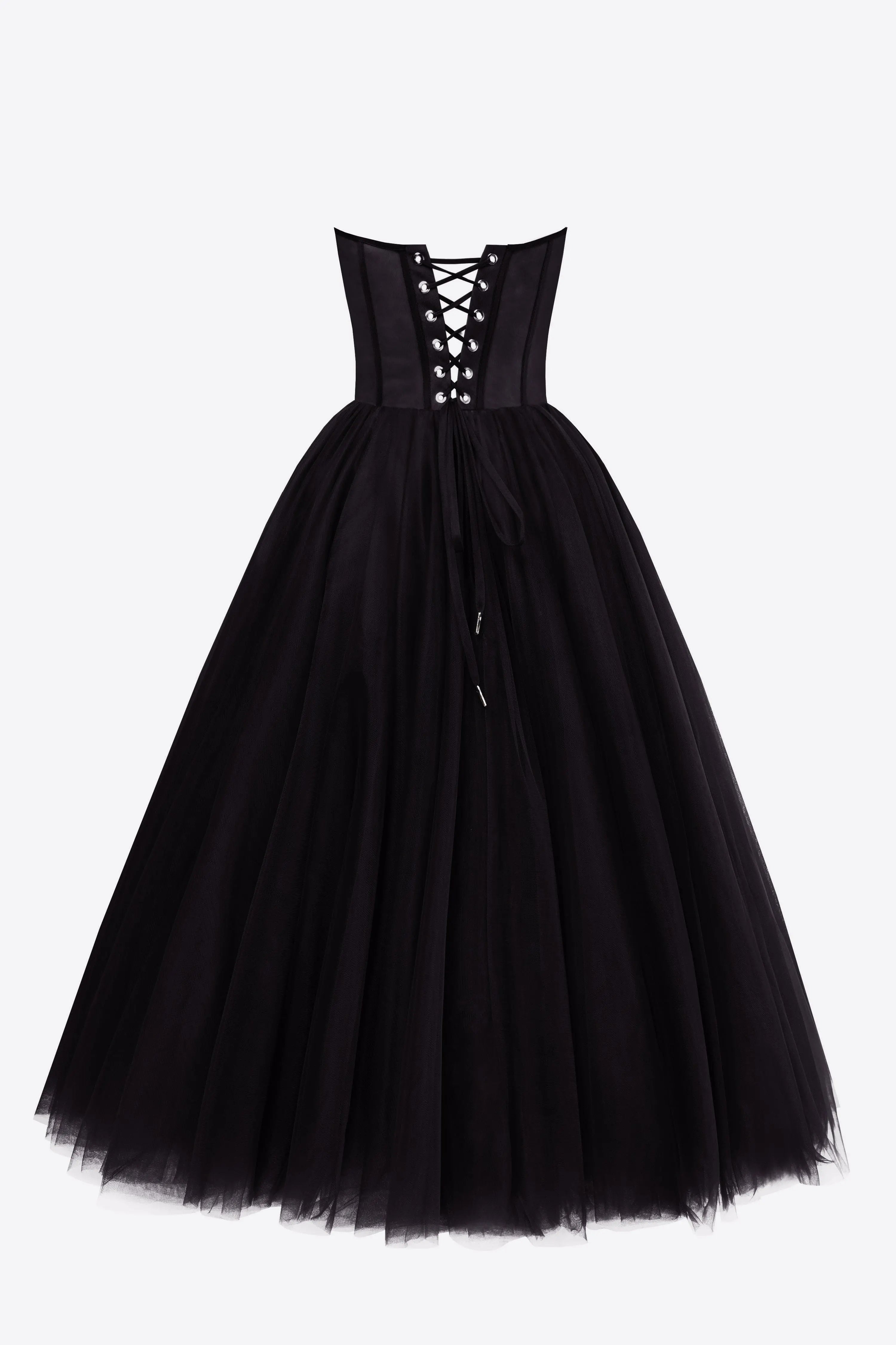 Black Puffy Midi Dress