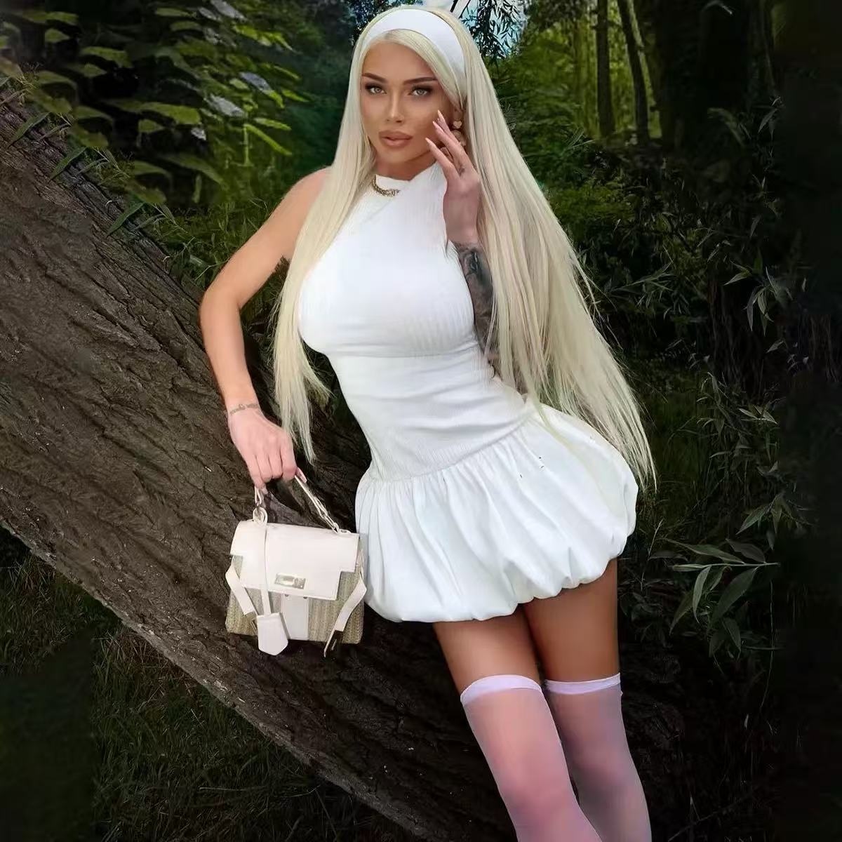 Backless Bubble Mini Dress