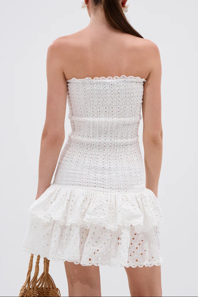 Layered Mini Dress in White