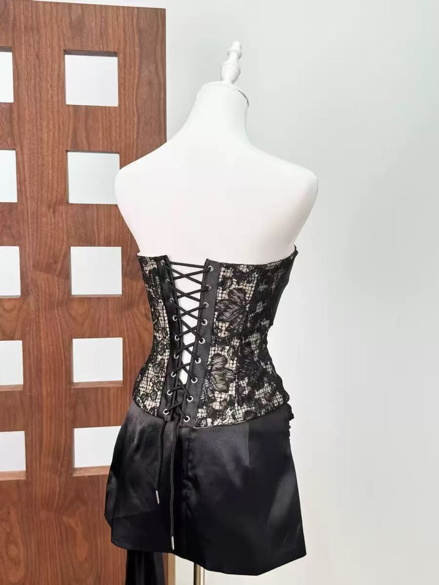Black Lace Detail Mini Dress