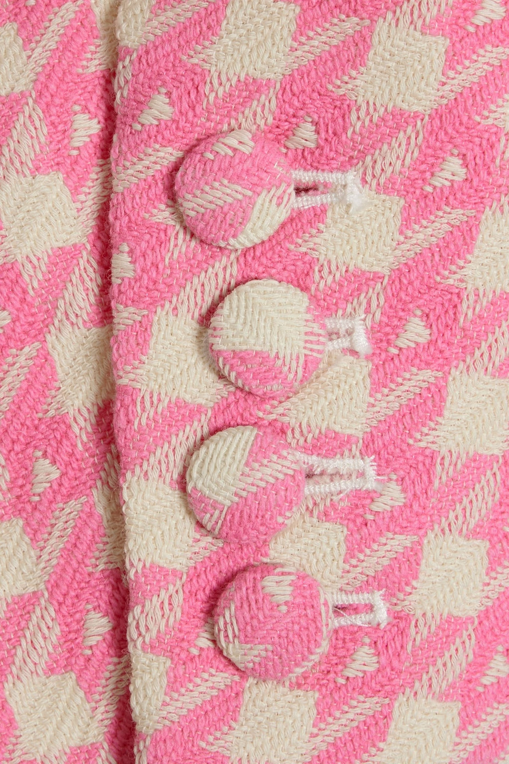 Embellished Checked Wool-Blend Blazer Set in Pink