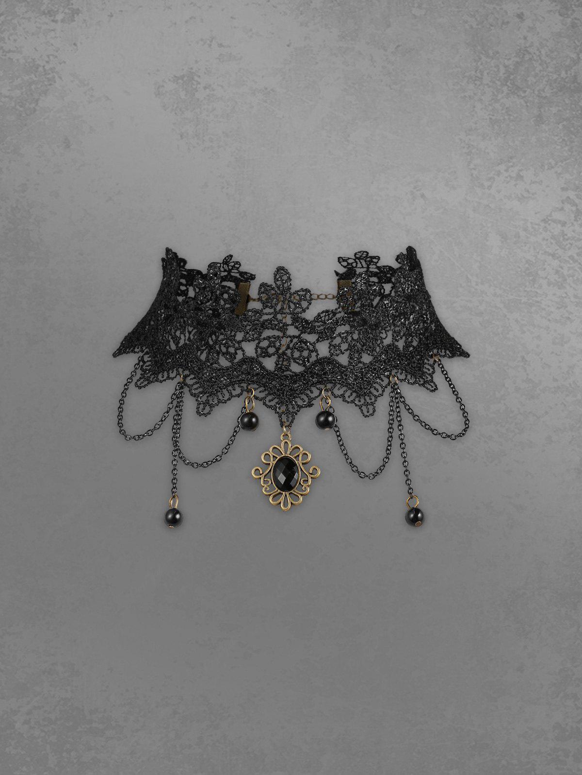 Vintage Chains Lace Pendant Choker Necklace