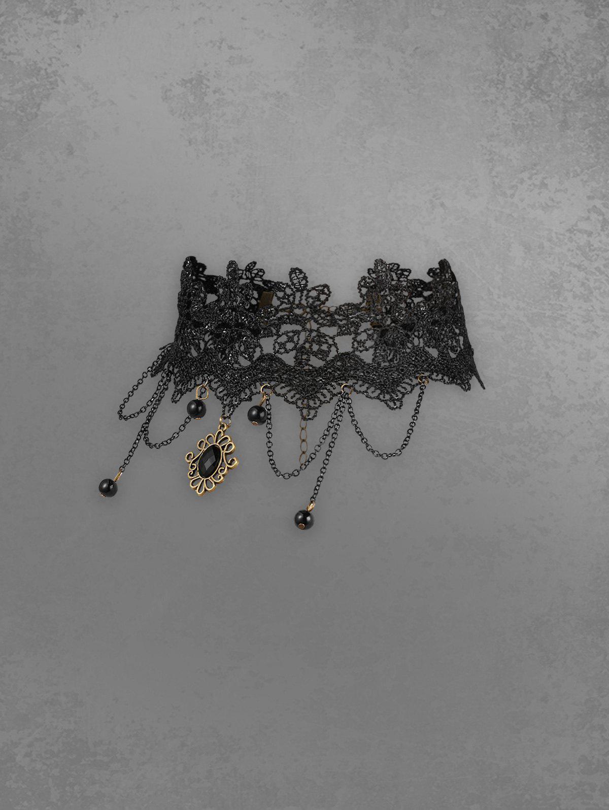 Vintage Chains Lace Pendant Choker Necklace
