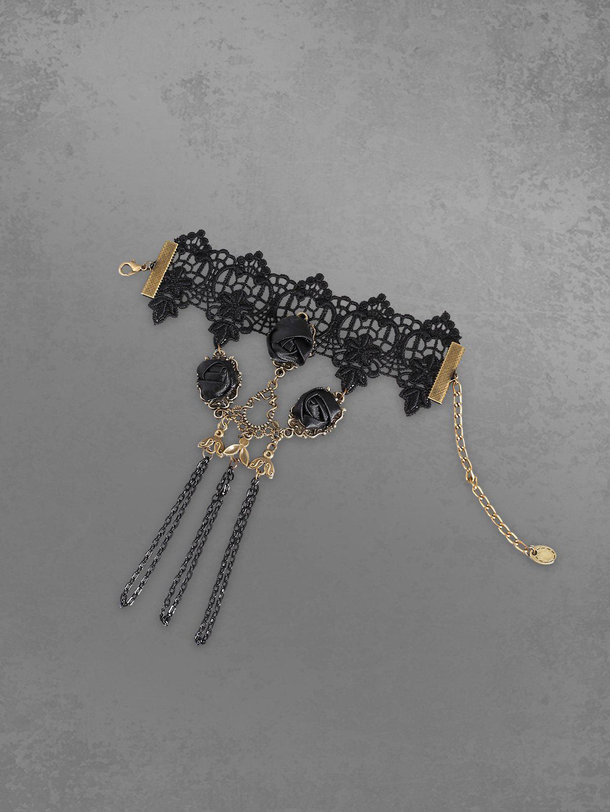 Vintage Lace Rose Chains Finger Ring Bracelet