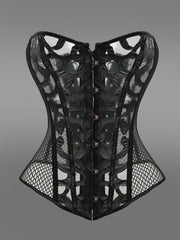 Button Fishnet Lace Up Corset