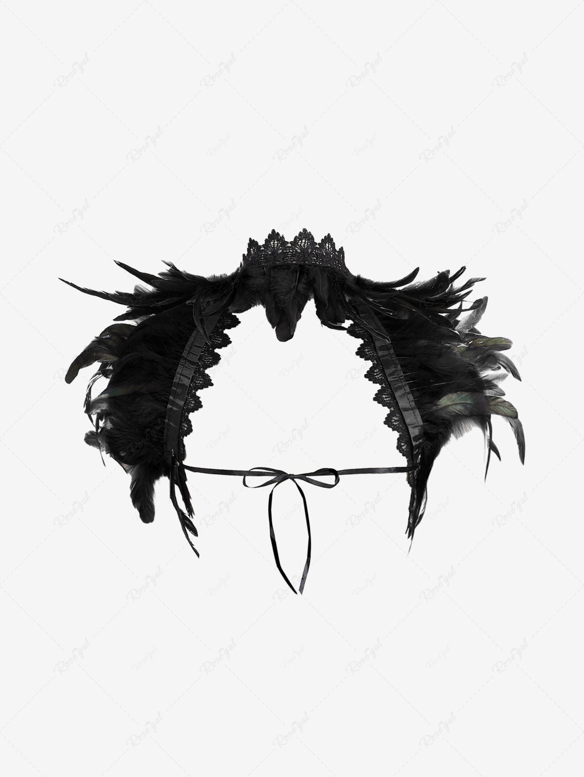 Feather Lace Lace-trim Tied Back Cape