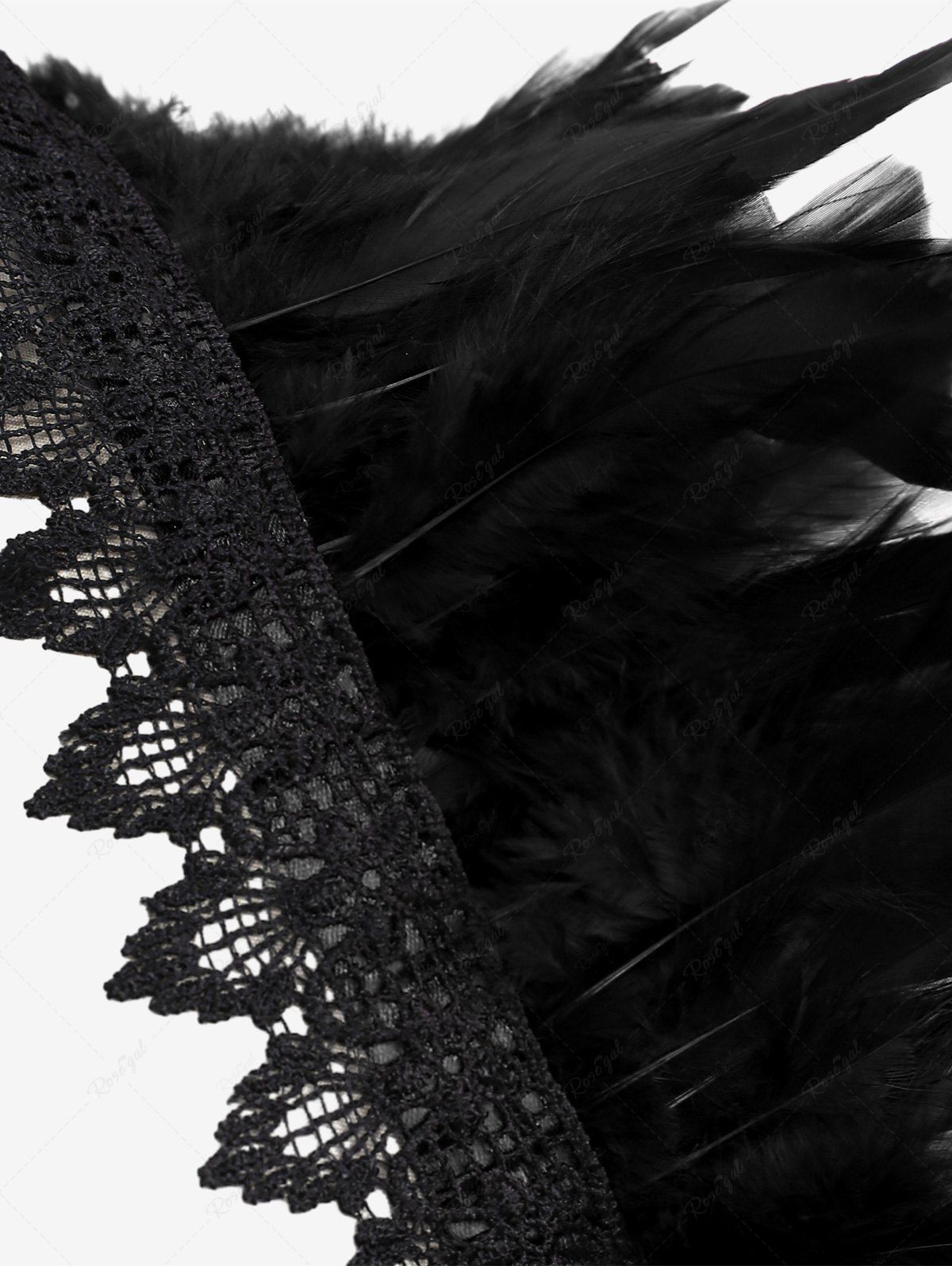 Feather Lace Lace-trim Tied Back Cape