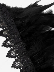 Feather Lace Lace-trim Tied Back Cape