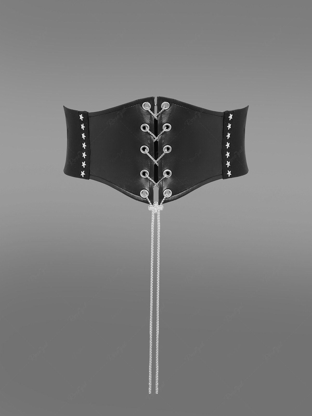 Chain Braided Lace Up PU Star Rivet Corset Belt