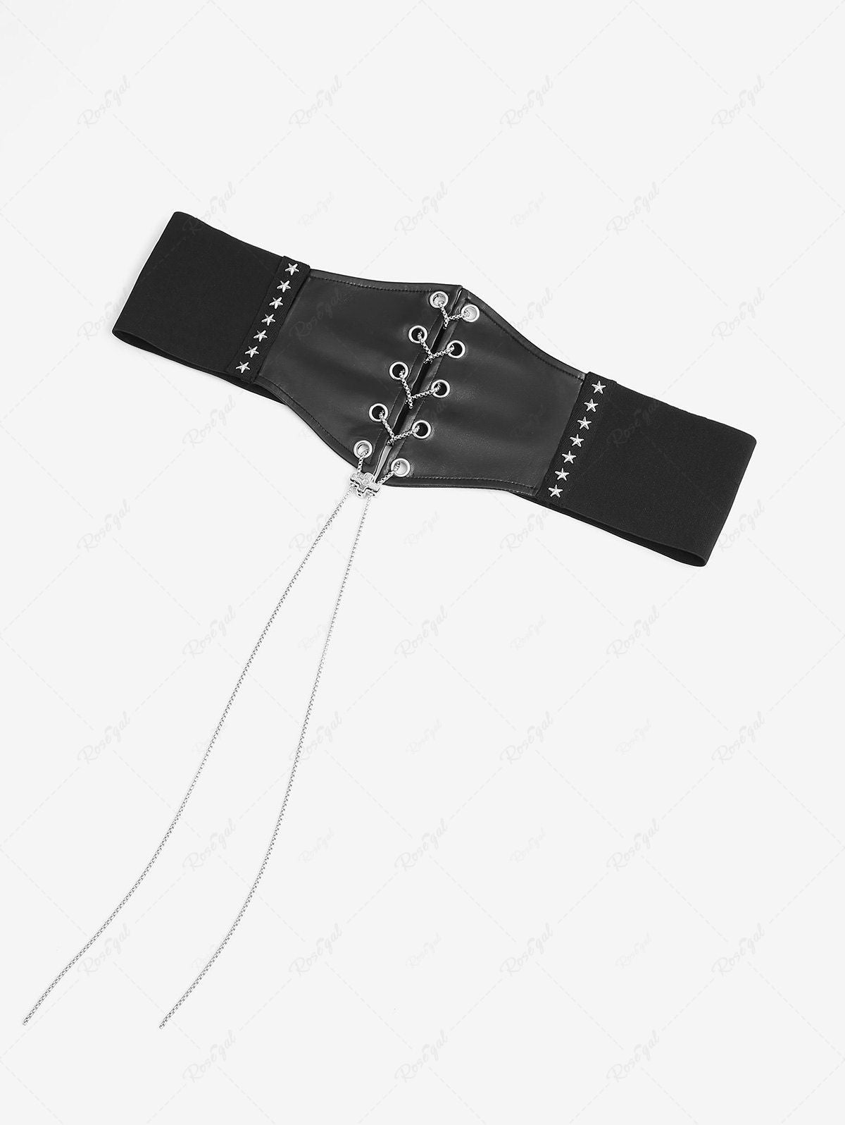 Chain Braided Lace Up PU Star Rivet Corset Belt