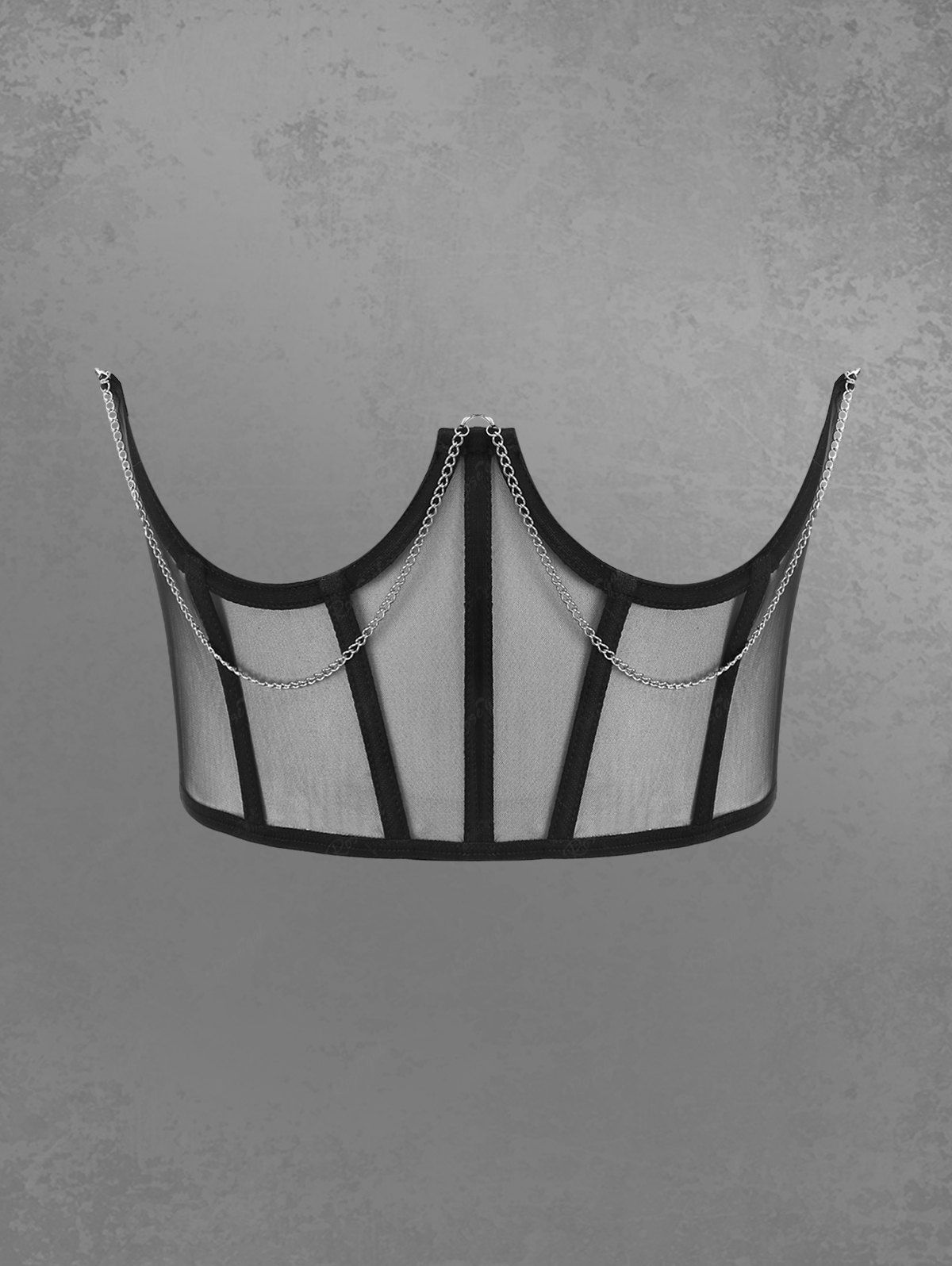 Chain Sheer Lace Up Tied Underbust Corset Belt