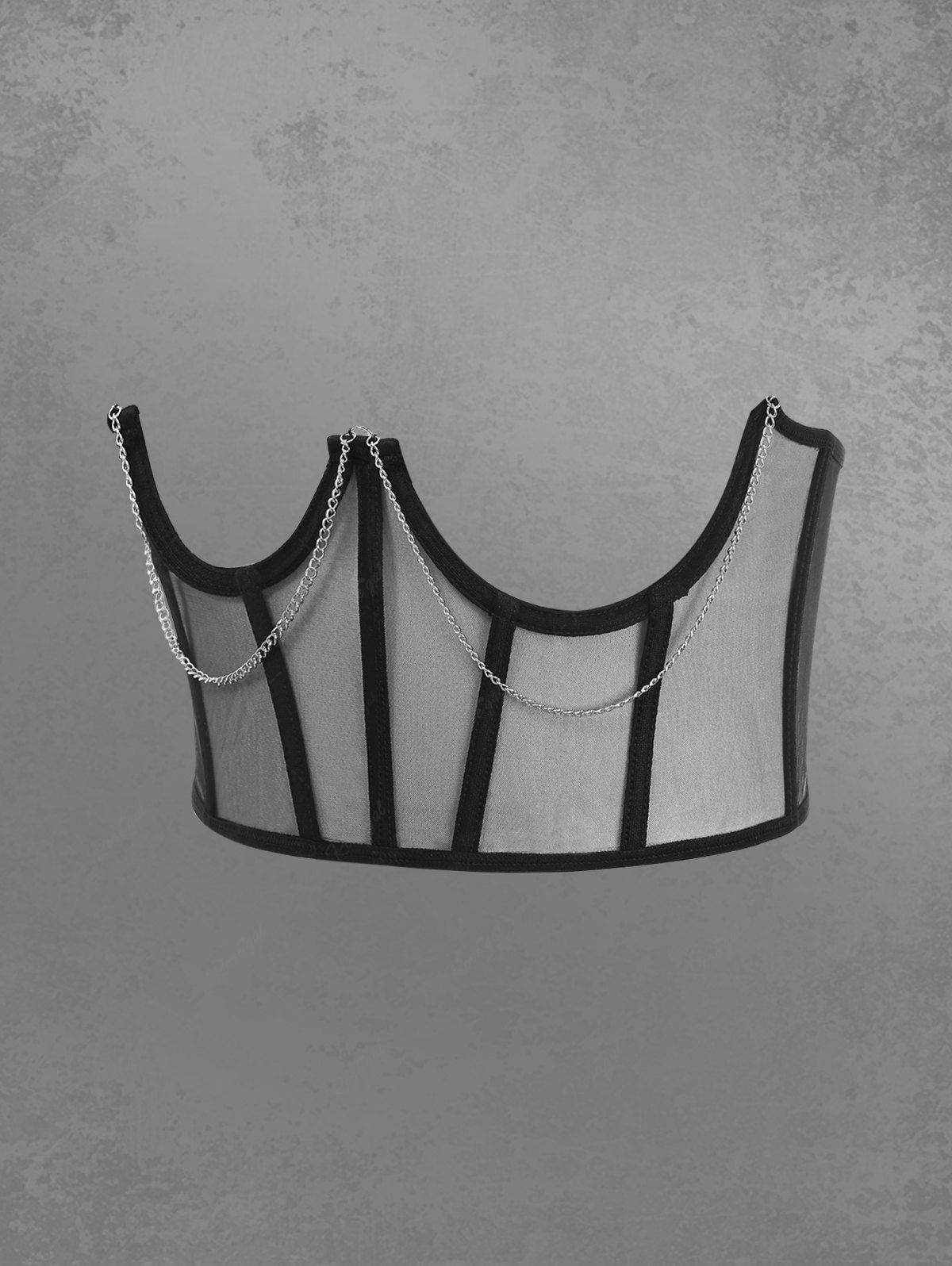 Chain Sheer Lace Up Tied Underbust Corset Belt