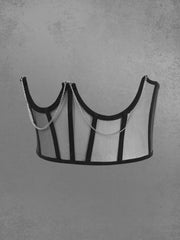 Chain Sheer Lace Up Tied Underbust Corset Belt