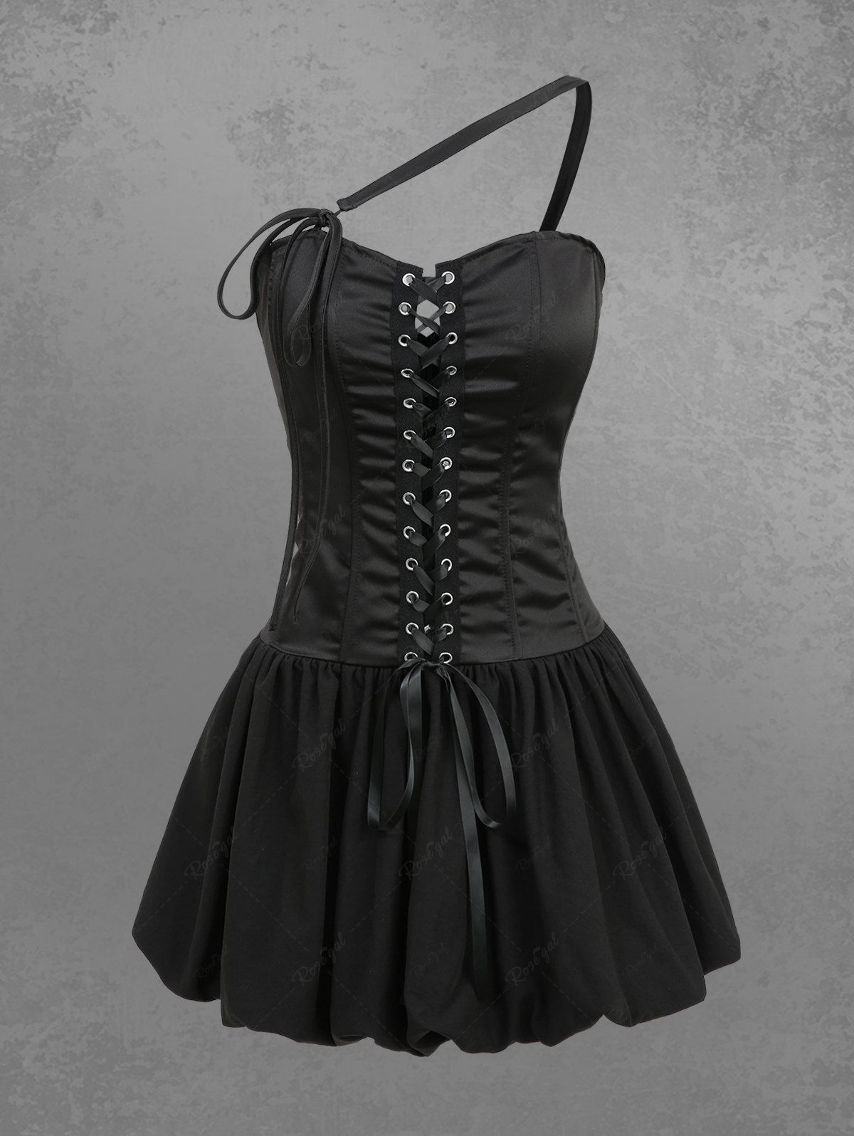 Lace Up Shoulder Strap Bandeau Tulip Mini Dress