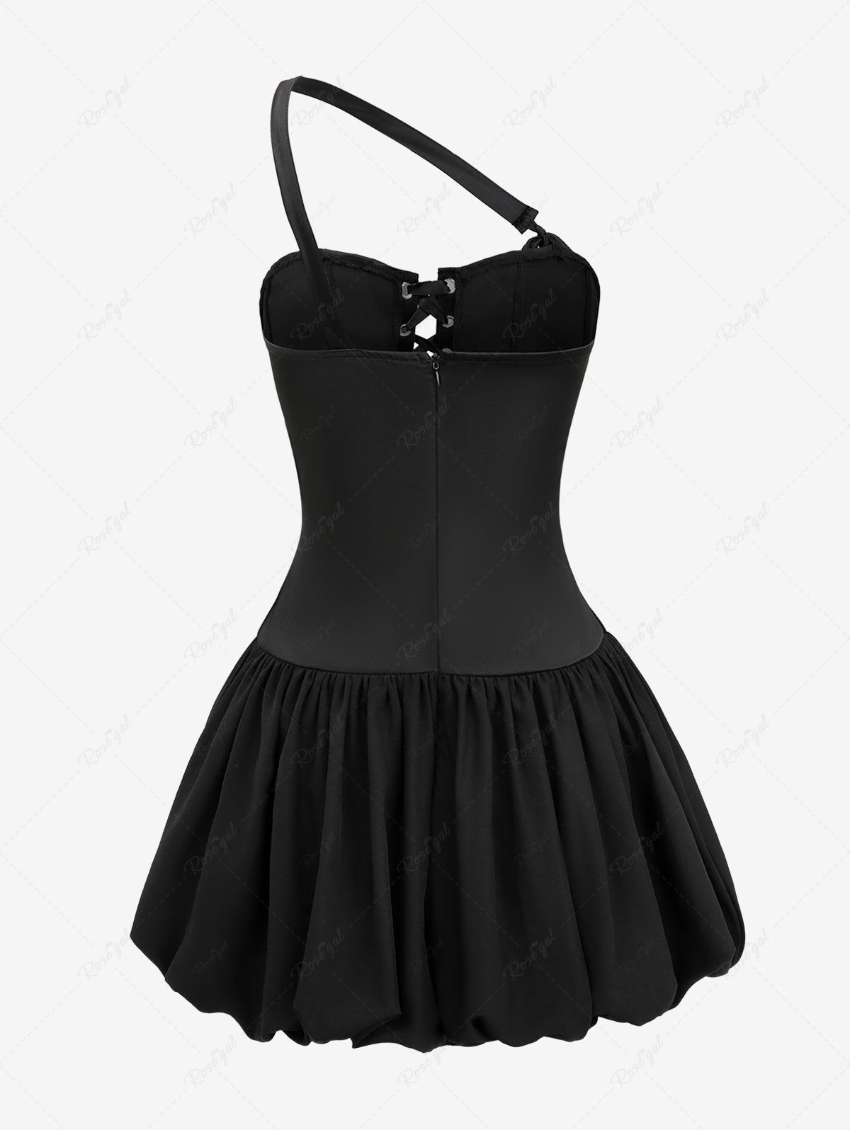 Lace Up Shoulder Strap Bandeau Tulip Mini Dress