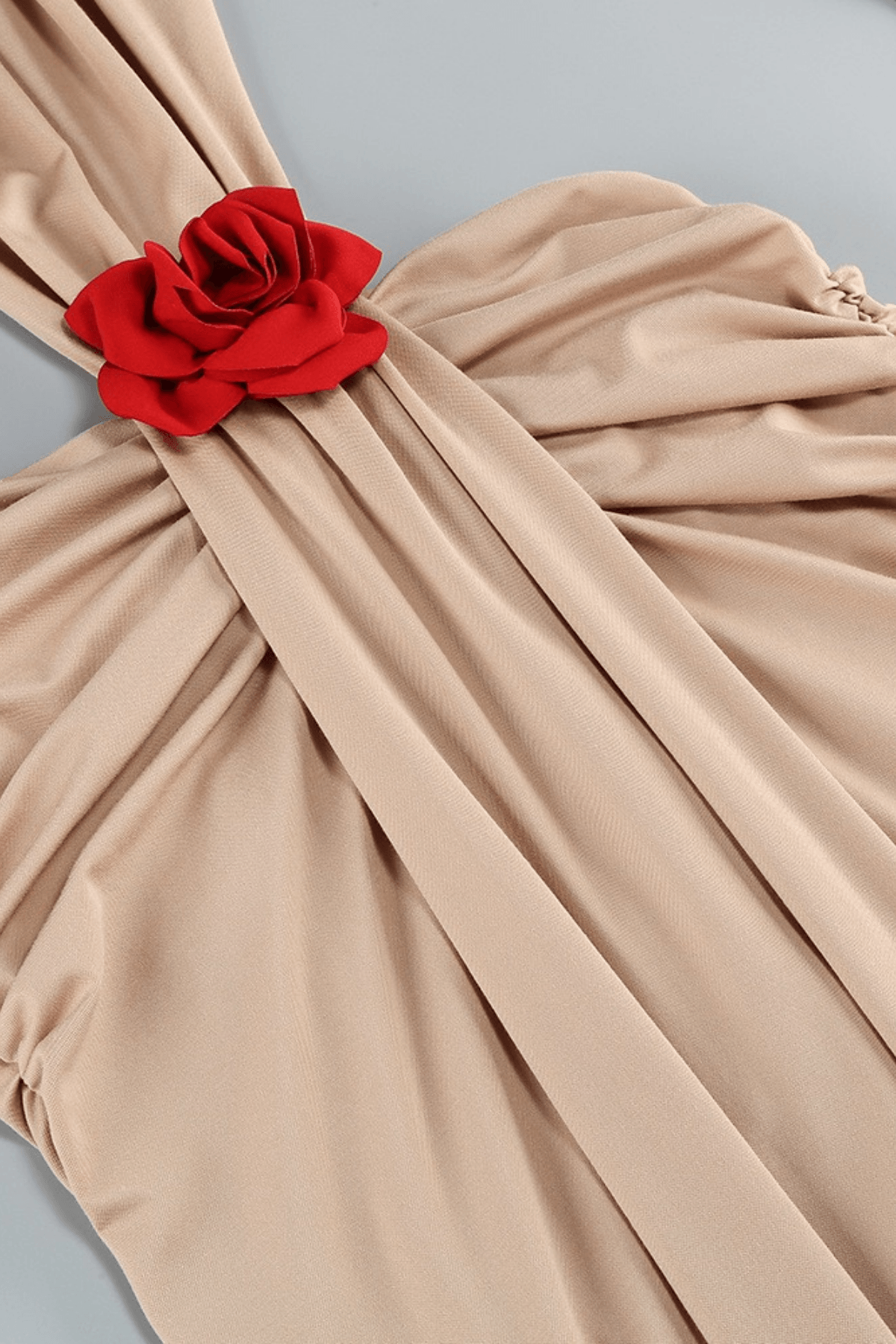 Long Sleeve Cutout Waist Floral Accent Maxi Dress