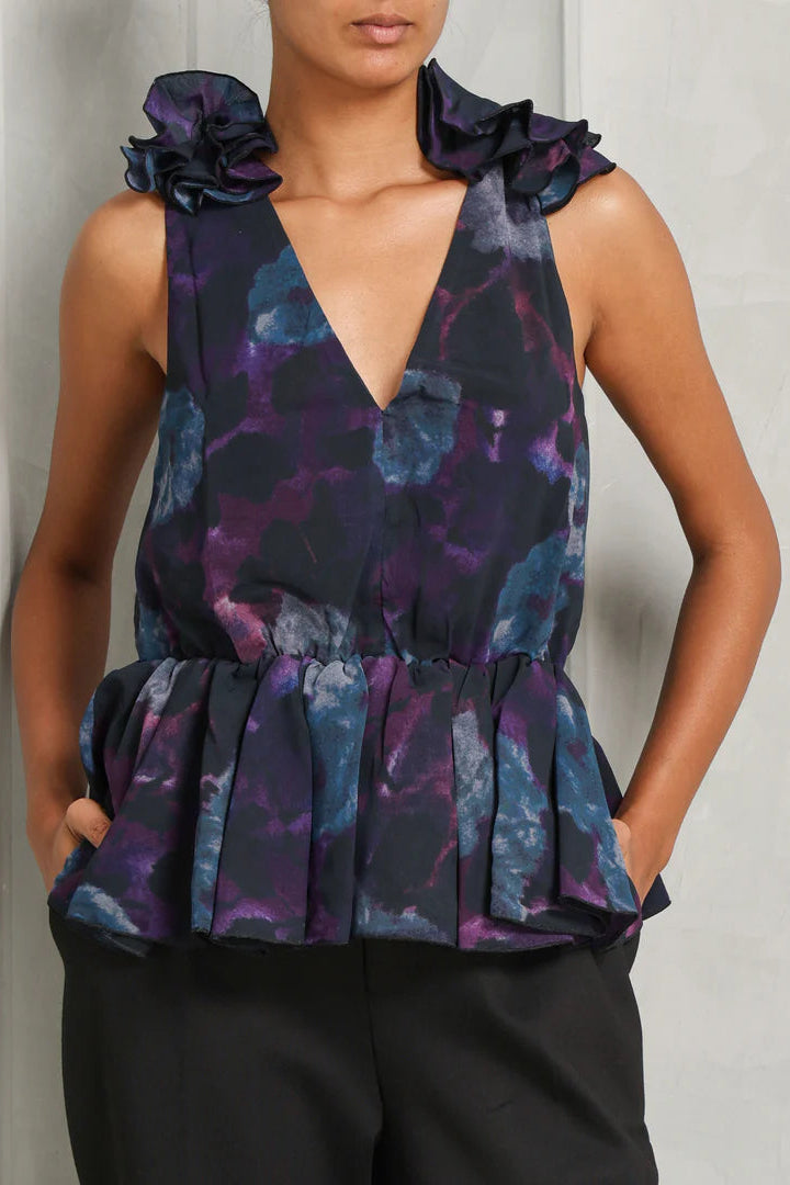 Floral Print Ruffle Top