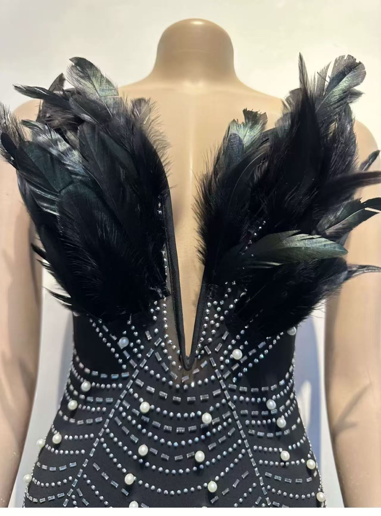 Strapless Feather Mini Dress