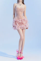 Corset Mini Dress In Pink