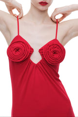 Rose Strappy Maxi Dress in Red