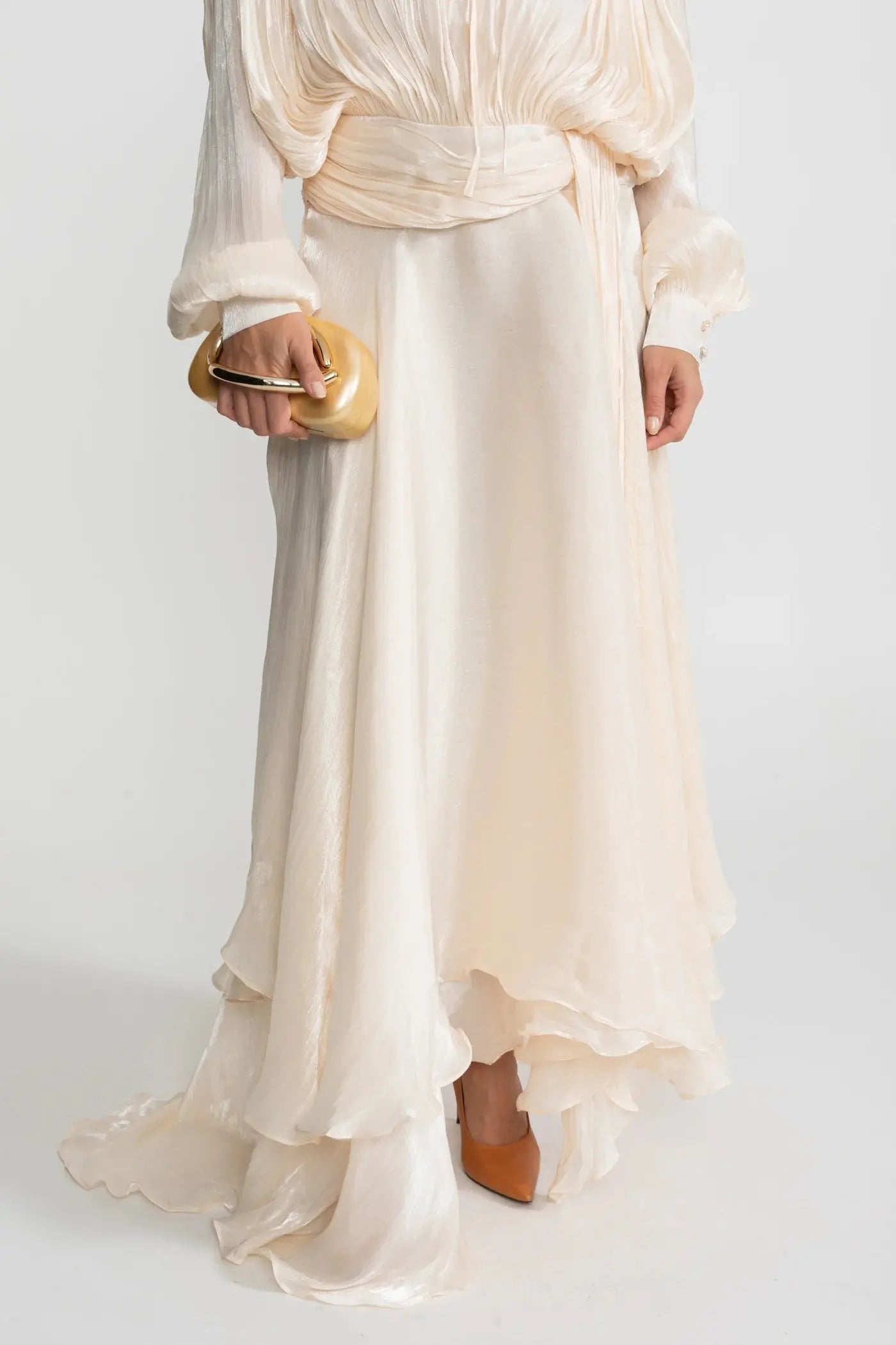 Bodice Puff Sleeve Maxi Dress