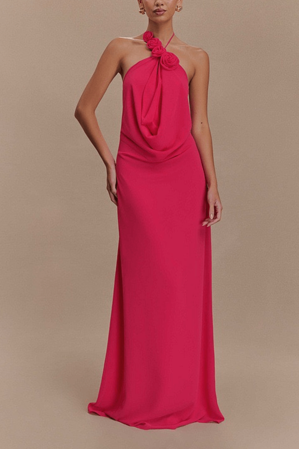 Floral Halter Neck Maxi Dress