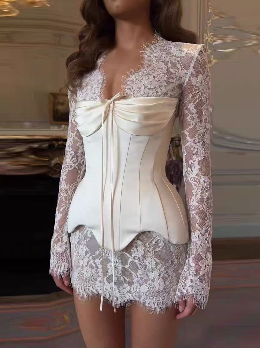 Lace & Satin Corset Mini Dress