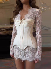 Lace & Satin Corset Mini Dress