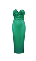 Backless Split Twist-Front Bodycon Midi Dress In Green