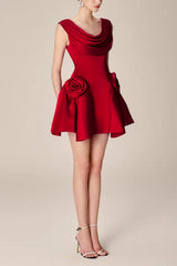 3D Flower Sleeveless Mini Dress