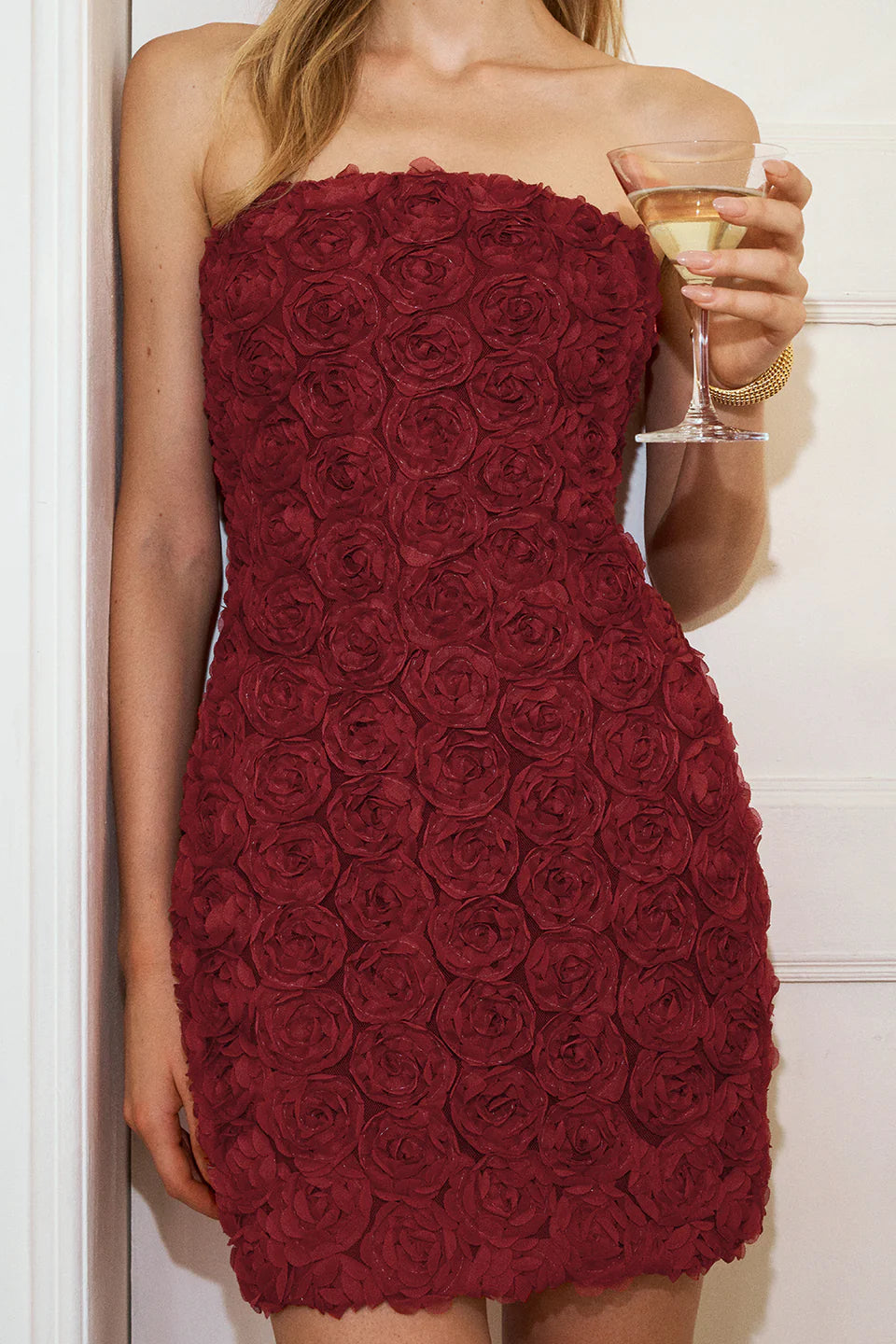 Rosette Bodycon Mini Dress in Red