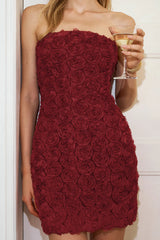 Rosette Bodycon Mini Dress in Red